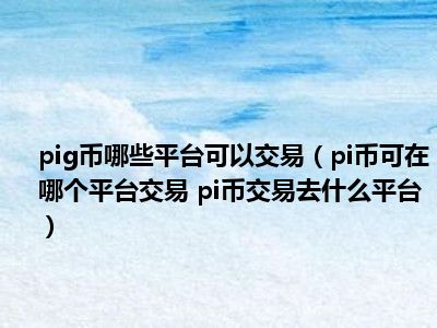 PIG币(pig币猪币最新消息推特风暴)